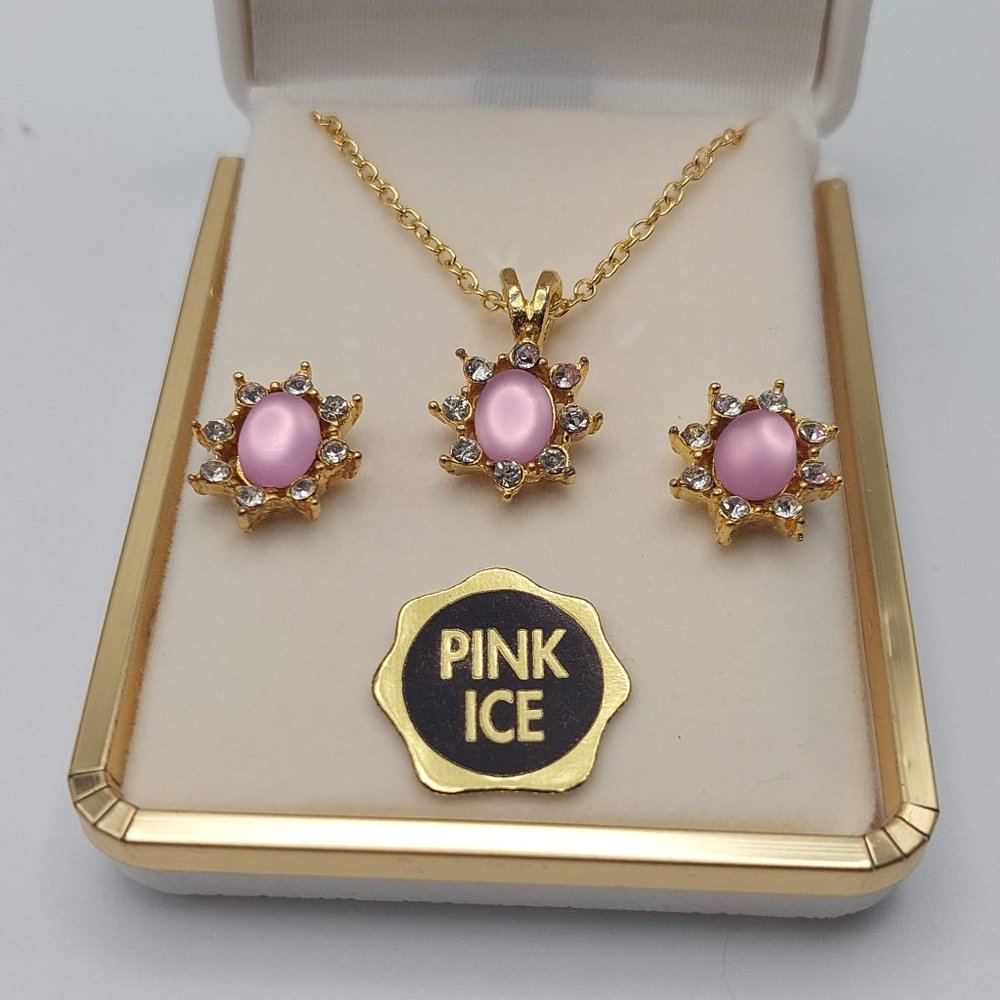 Pink Ice Necklace and Earrings Set - Marquis Collection